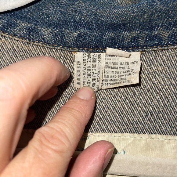 Vintage Freego Womens Denim Jacket Blue Size Medium Embellished Button Cotton - Picture 8 of 16